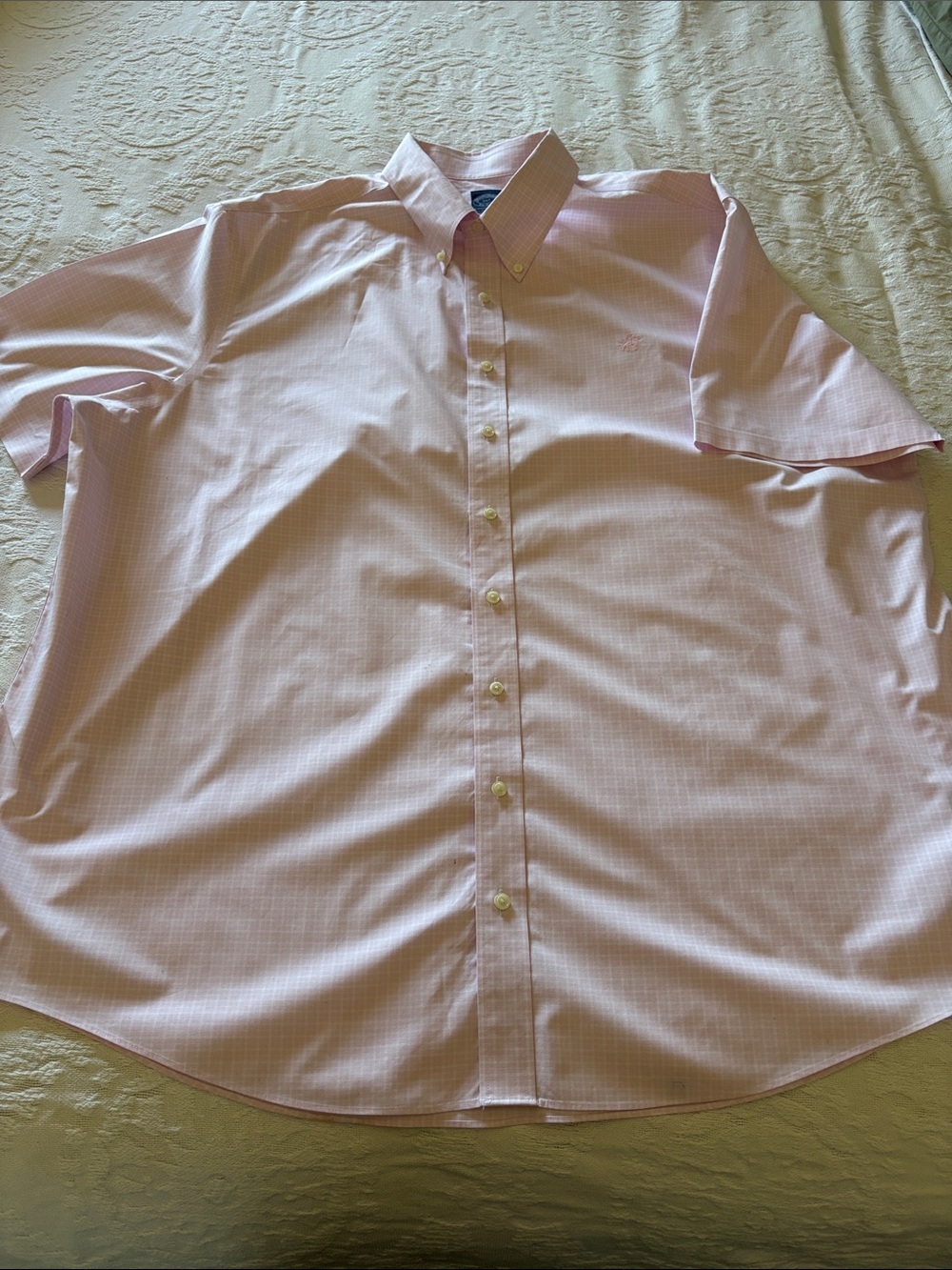 Brooks Brothers Men's Short-Sleeve Button-Down Shirt in Light Pink 3XLT